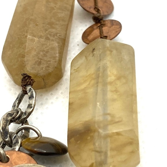 Silpada N1826 Sterling Silver Copper Charms Tiger Eye Quartz Pearl Neckl… - Picture 6 of 10